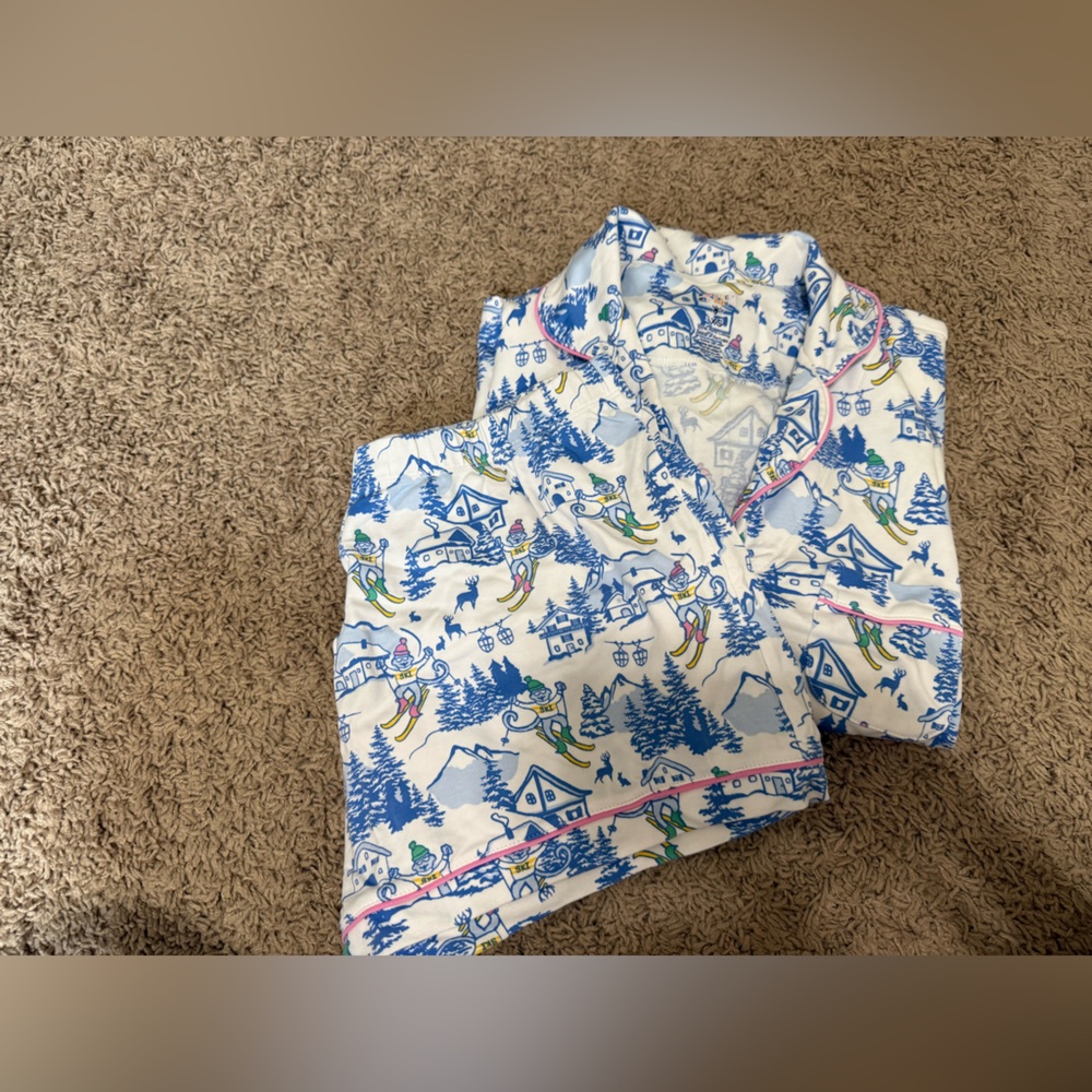 Roller Rabbit XS Ski Toile Polo Pajamas